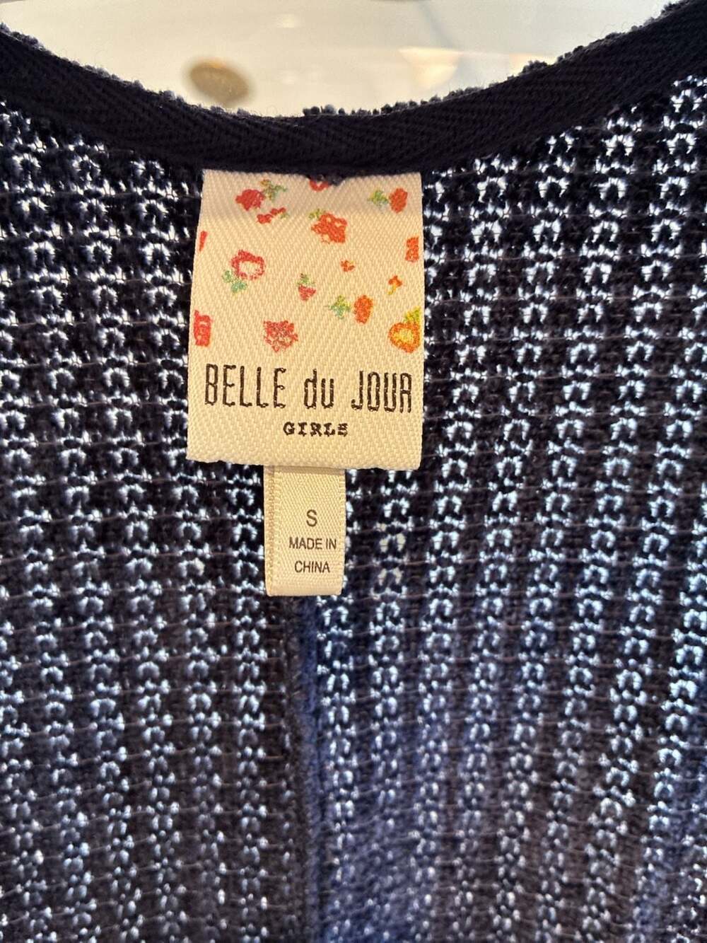 Belle du Jour Girls Open-Knit Sleeveless Cardigan with Lace Trim